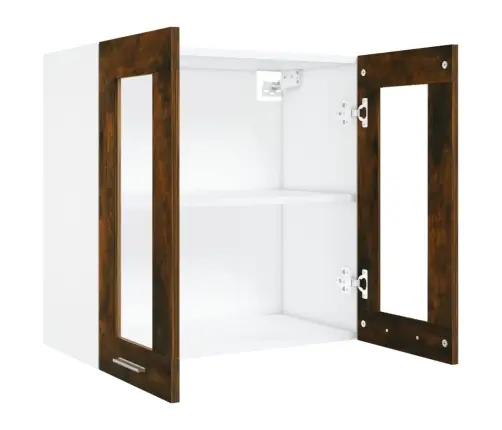 Rippuv Klaaskapp "Lyon", Suitsutatud Tamm, 60 X 31 X 60 cm Töödeldud Puit