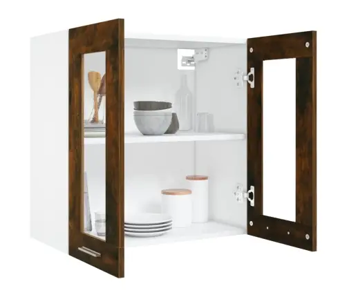 Rippuv Klaaskapp "Lyon", Suitsutatud Tamm, 60 X 31 X 60 cm Töödeldud Puit