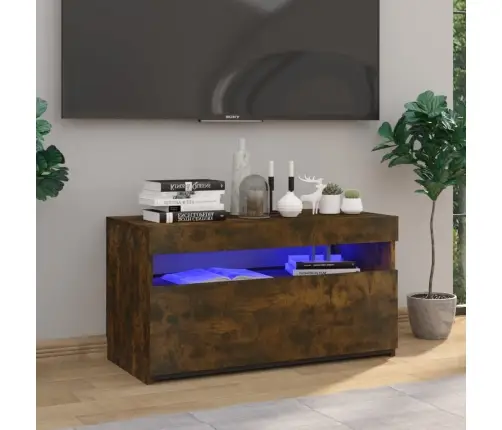 Tv Skapītis Ar Led Lampiņām, Tumša Ozolkoka Krāsā, 75X35X40 Cm  Vidaxl