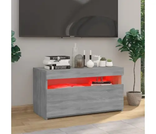 Tv Skapītis Ar Led Lampiņām, Pelēka Ozola Krāsa, 75X35X40 Cm Vidaxl