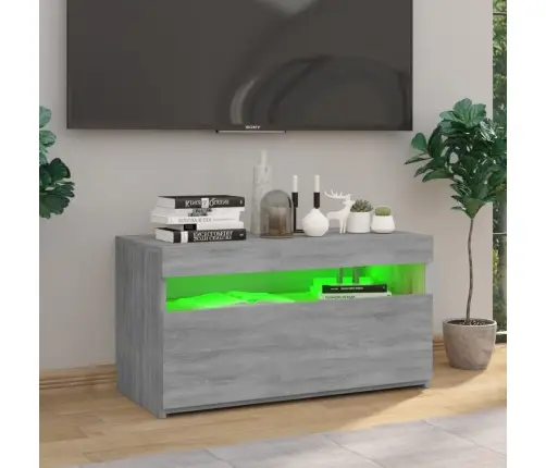 Tv Skapītis Ar Led Lampiņām, Pelēka Ozola Krāsa, 75X35X40 Cm Vidaxl