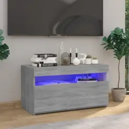 Tv Skapītis Ar Led Lampiņām, Pelēka Ozola Krāsa, 75X35X40 Cm Vidaxl