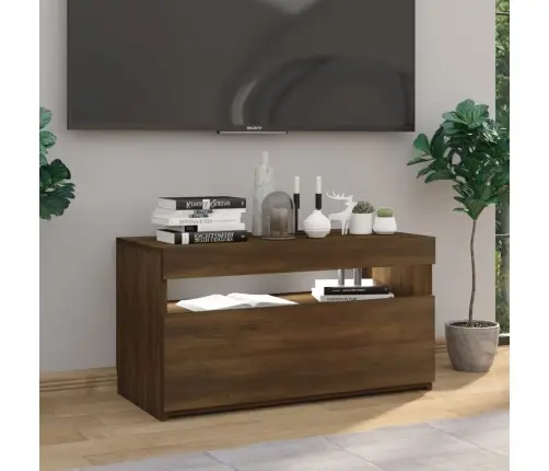 Tv Skapītis Ar Led Lampiņām, Ozolkoka Krāsa, 75X35X40 Cm Vidaxl