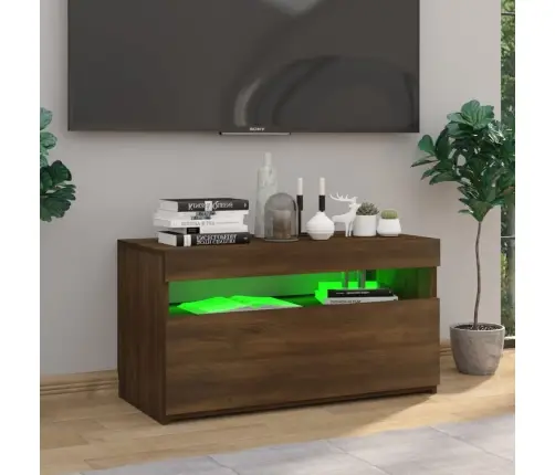 Tv Skapītis Ar Led Lampiņām, Ozolkoka Krāsa, 75X35X40 Cm Vidaxl