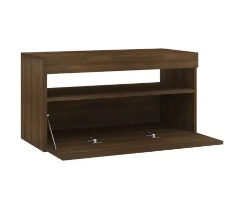 Tv Skapītis Ar Led Lampiņām, Ozolkoka Krāsa, 75X35X40 Cm Vidaxl