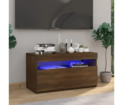 Tv Skapītis Ar Led Lampiņām, Ozolkoka Krāsa, 75X35X40 Cm Vidaxl