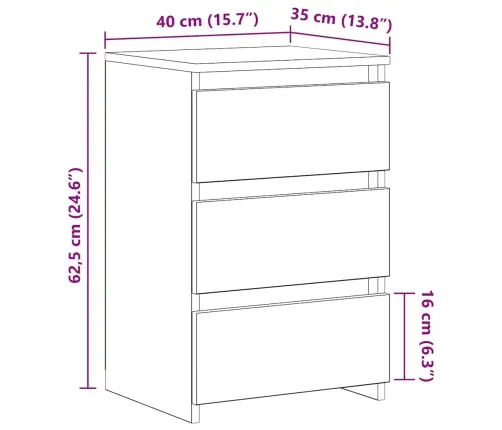 Naktinės Spintelės, 2Vnt., Pilkos, 40X35X62,5cm Mediena Naktinės Spintelės, 2Vnt., Pilkos, 40X35X62,5cm Mediena