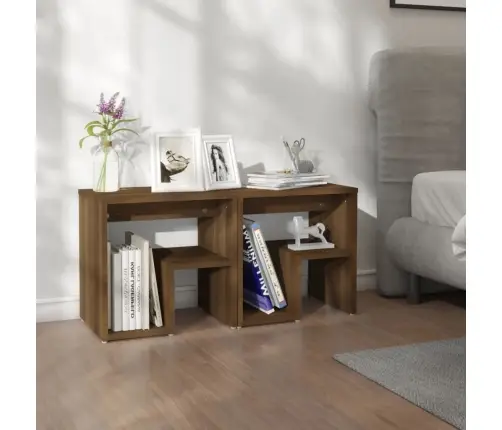 Naktinės Spintelės, 2Vnt., Rudos Ąžuolo, 40X30X40cm Mediena Naktinės Spintelės, 2Vnt., Rudos Ąžuolo, 40X30X40cm Mediena