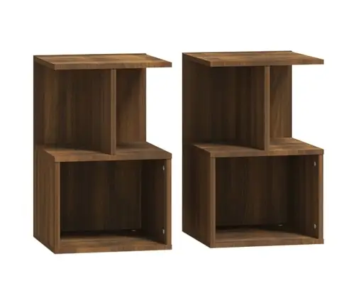 Naktinės Spintelės, 2Vnt., Rudos Ąžuolo, 35X35X55cm Mediena
