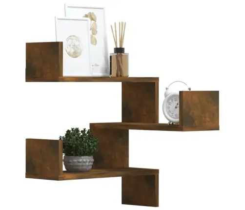 Sienas Stūra Plaukti, 2 Gab., Ozolkoka Krāsa, 40X40X50 Cm, Koks Vidaxl