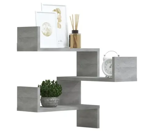 Sienas Stūra Plaukti, 2 Gab., Pelēcīgi, 40X40X50 Cm, Koks Vidaxl