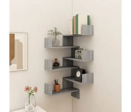 Sienas Stūra Plaukti, 2 Gab., Pelēcīgi, 40X40X50 Cm, Koks Vidaxl