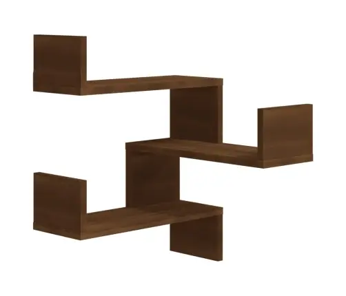 Sienas Stūra Plaukti, 2 Gab., Ozolkoka Krāsa, 40X40X50 Cm, Koks Vidaxl