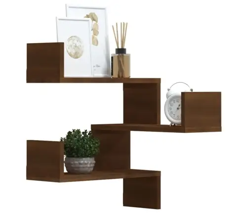 Sienas Stūra Plaukti, 2 Gab., Ozolkoka Krāsa, 40X40X50 Cm, Koks Vidaxl