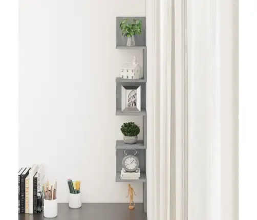 Sienas Stūra Plaukts, Pelēcīga Ozola Krāsa, 20X20X127,5Cm, Koks Vidaxl