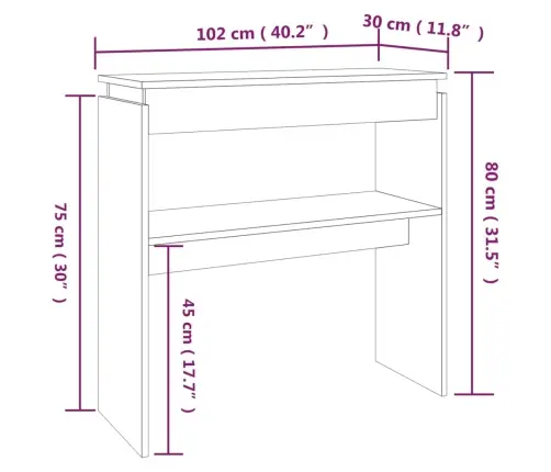 Konsoles Galds, Dūmakaina Ozola, 102X30X80Cm, Inženierijas Koks Vidaxl