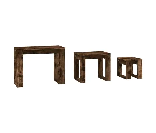 Galdiņi, 3 Gab., Sabīdāmi, Dūmakains Ozols, Inženierijas Koks Vidaxl