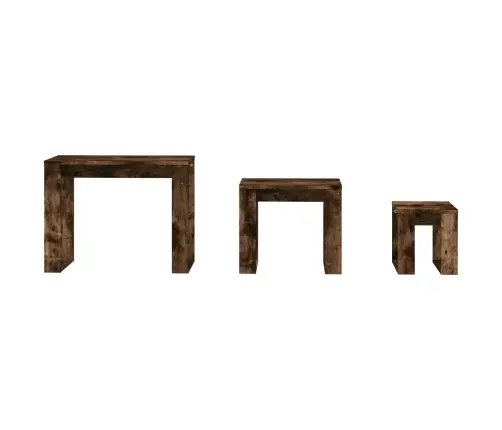 Galdiņi, 3 Gab., Sabīdāmi, Dūmakains Ozols, Inženierijas Koks Vidaxl