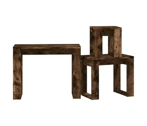 Galdiņi, 3 Gab., Sabīdāmi, Dūmakains Ozols, Inženierijas Koks Vidaxl