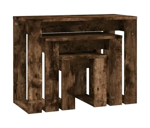 Galdiņi, 3 Gab., Sabīdāmi, Dūmakains Ozols, Inženierijas Koks Vidaxl