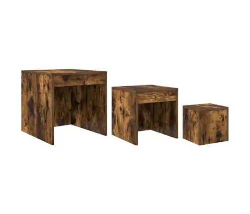 Galdiņi, 3 Gab., Sabīdāmi, Dūmakains Ozols, Inženierijas Koks Vidaxl