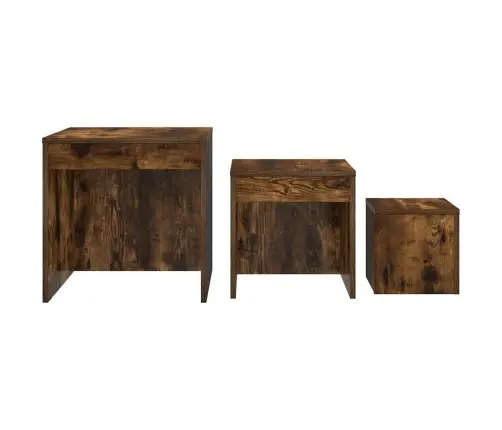 Galdiņi, 3 Gab., Sabīdāmi, Dūmakains Ozols, Inženierijas Koks Vidaxl