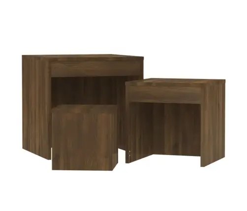 Galdiņi, 3 Gab., Sabīdāmi, Brūns Ozols, Inženierijas Koks Vidaxl