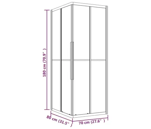 Dušo Kabina, Juodos Spalvos, 80X70X180cm Esg, Dryžuota