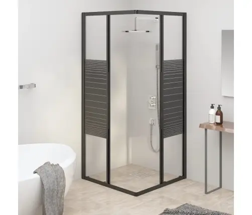 Dušas Kabīne, Svītraina, 80X80X180 Cm, Esg, Melna Vidaxl