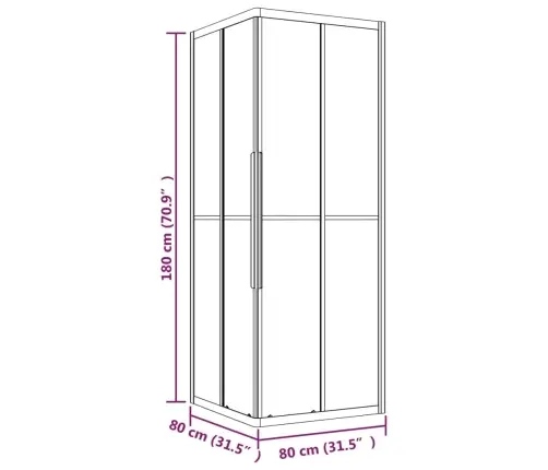 Dušas Kabīne, Svītraina, 80X80X180 Cm, Esg, Melna Vidaxl