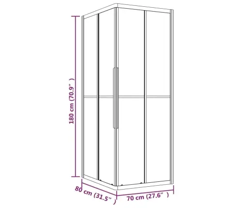 Dušikabiin, Poolmatt Esg-Klaas, 80X70X180 cm Must