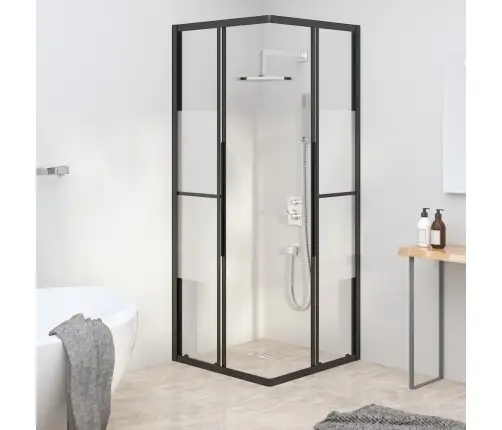 Dušas Kabīne, Daļēji Matēts Esg Stikls, 80X80X180 Cm, Melna Vidaxl