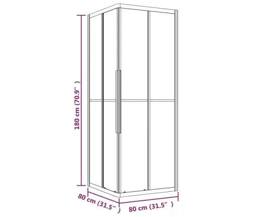 Dušas Kabīne, Daļēji Matēts Esg Stikls, 80X80X180 Cm, Melna Vidaxl
