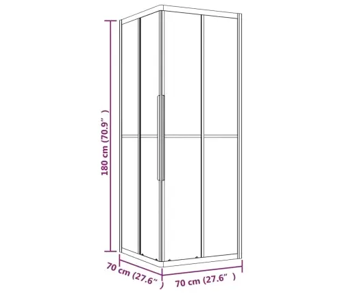 Dušas Kabīne, Matēts Esg Stikls, 70X70X180 Cm, Melna Vidaxl