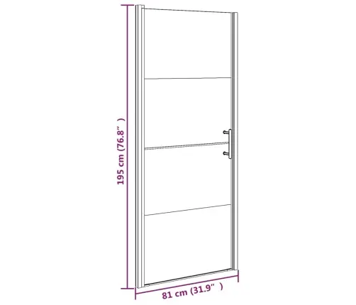 Dušinurga Uks, 81 X 195 cm Poolmatt Karastatud Klaas, Must