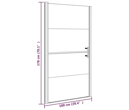 Dušinurga Uks, 100 X 178 cm Poolmatt Karastatud Klaas, Must