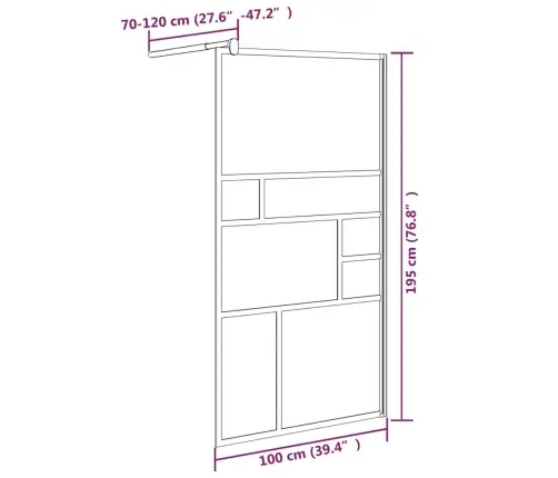 Dušas Siena, 100X195 Cm, Esg Stikls, Balta Vidaxl