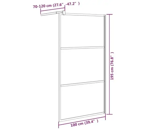 Dušas Siena, 100X195 Cm, Matēts Esg Stikls, Melna Vidaxl