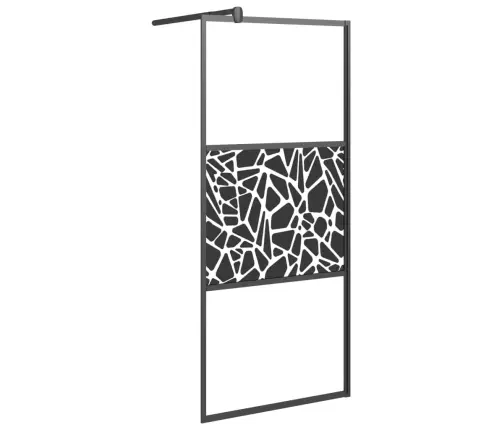 Dušas Siena, 80X195 Cm, Esg Stikls, Akmeņu Dizains, Melna Vidaxl
