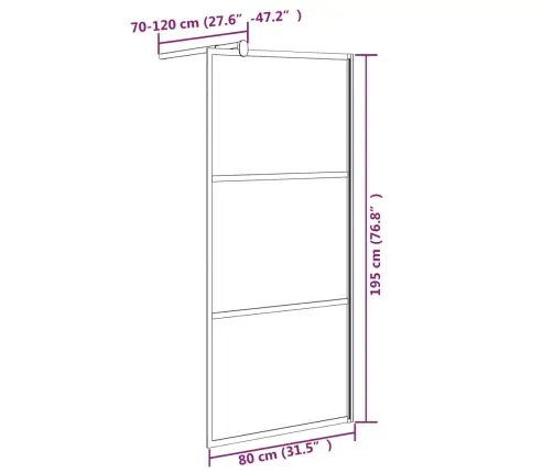 Dušas Siena, 80X195 Cm, Esg Stikls, Akmeņu Dizains, Melna Vidaxl