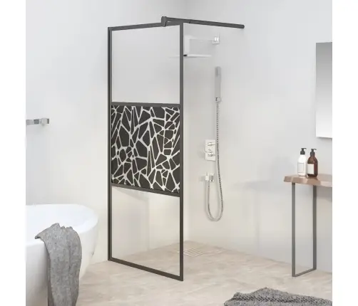 Dušas Siena, 80X195 Cm, Esg Stikls, Akmeņu Dizains, Melna Vidaxl
