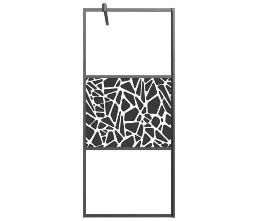 Dušas Siena, 90X195 Cm, Esg Stikls, Akmeņu Dizains, Melna Vidaxl