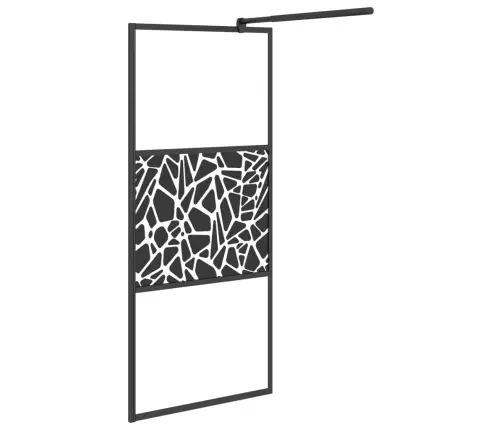 Dušas Siena, 90X195 Cm, Esg Stikls, Akmeņu Dizains, Melna Vidaxl