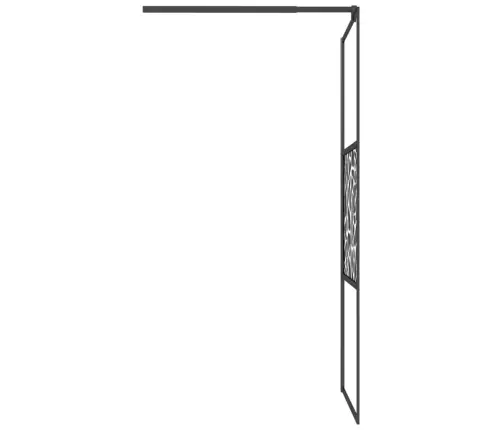 Dušas Siena, 90X195 Cm, Esg Stikls, Akmeņu Dizains, Melna Vidaxl