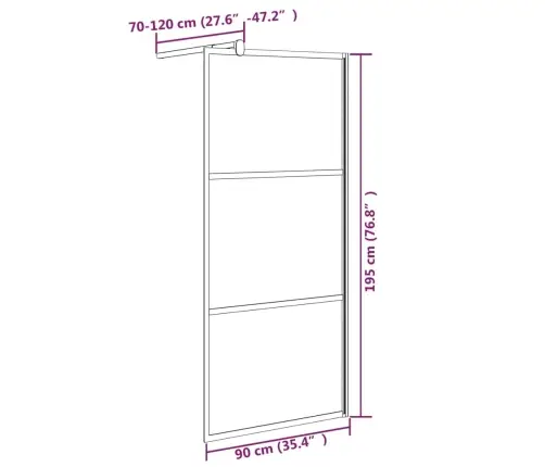 Dušas Siena, 90X195 Cm, Esg Stikls, Akmeņu Dizains, Melna Vidaxl