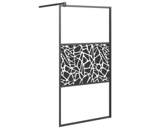 Dušas Siena, 100X195 Cm, Esg Stikls, Akmeņu Dizains, Melna Vidaxl