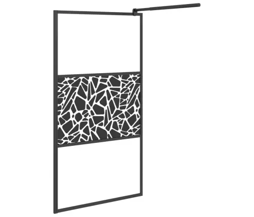 Dušas Siena, 100X195 Cm, Esg Stikls, Akmeņu Dizains, Melna Vidaxl