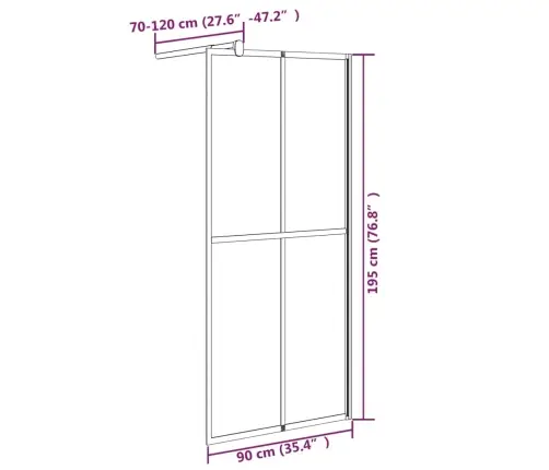 Dušinurga Sein, 90 X 195 cm Tume Karastatud Klaas