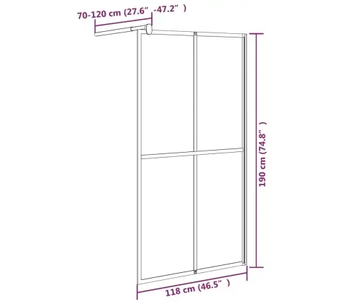 Dušas Siena, 118X190 Cm, Tumšs Rūdītais Stikls  Vidaxl