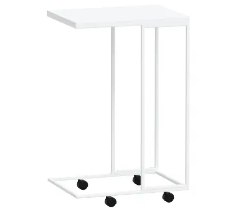 Galdiņš Ar Riteņiem, Balts, 40X30X63,5 Cm, Inženierijas Koks Vidaxl